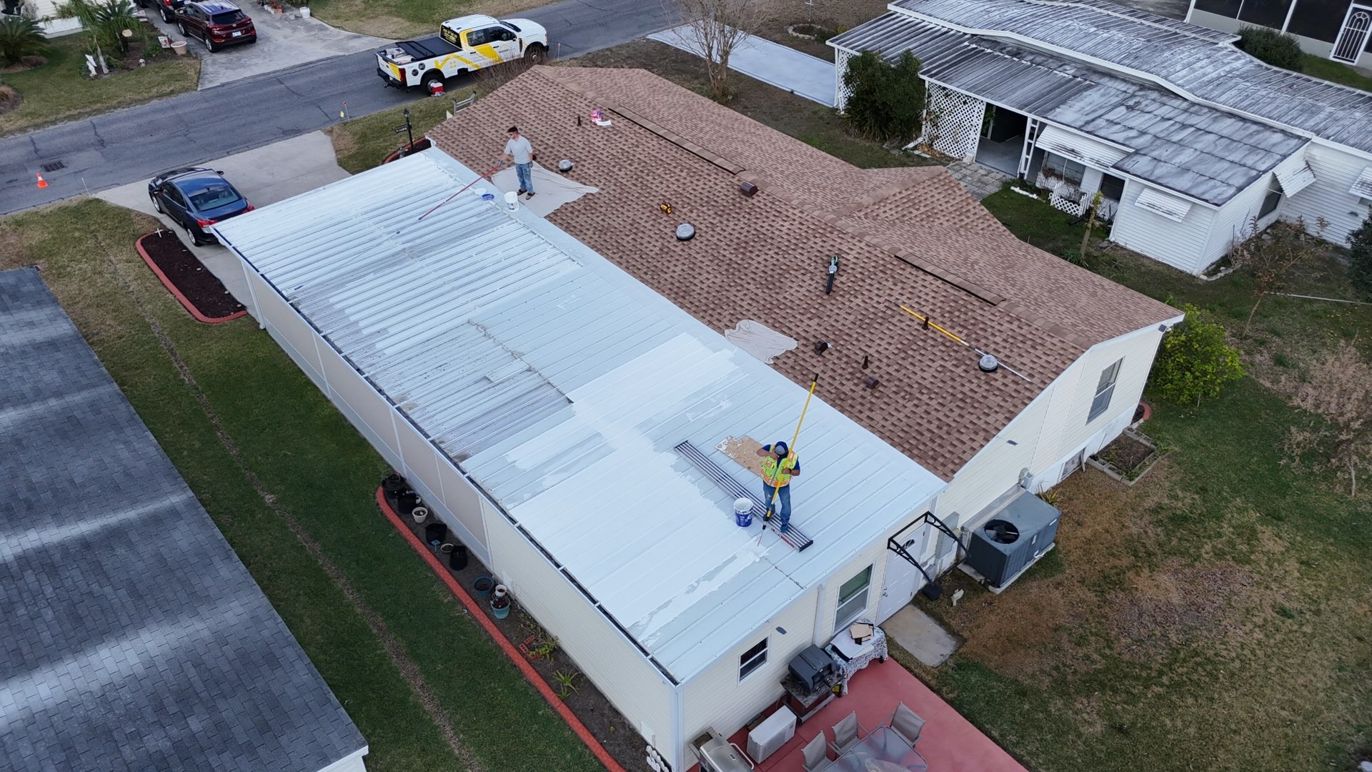 metal roof coating application before